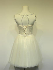 Lovely Champagne Tulle Round Neckline Party Dress, Cute Teen Formal Dress