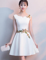 Beautiful White Simple Short Graduation Dress, Lovely Short Party Dress