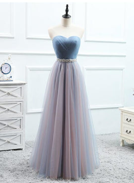 blue tulle bridesmaid dress with belt