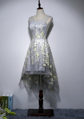 Charming High Low Party Dress, Grey Formal Dress