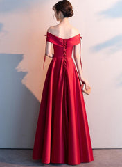 Beautiful Red Satin Long Party Dress , Red Formal Gown