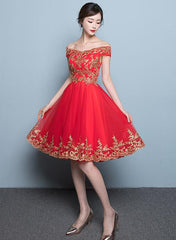 New Style Red Tulle Homecoming Dress , Red Party Dress