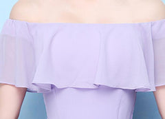 Light Purple Chiffon Off Shoulder Long Bridesmaid Dress, Elegant Party Dress