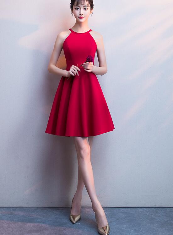 red halter short homecoming dress