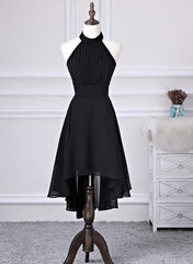 Chic High Low Chiffon Halter Party Dress with Belt, Beautiful Formal Dress