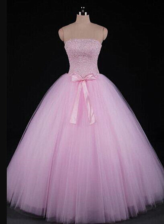 Pink Beaded Gorgeous Long Sweet 16 Dresses, New Style Formal Dresses