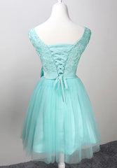Charming Mint Green Tulle and Lace Party Dress, Homecoming Dress