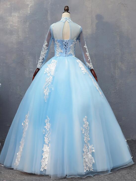ice blue sweet 16 dresses Glitter Ball Gown Sweet 16 Long Quinceanera Dress