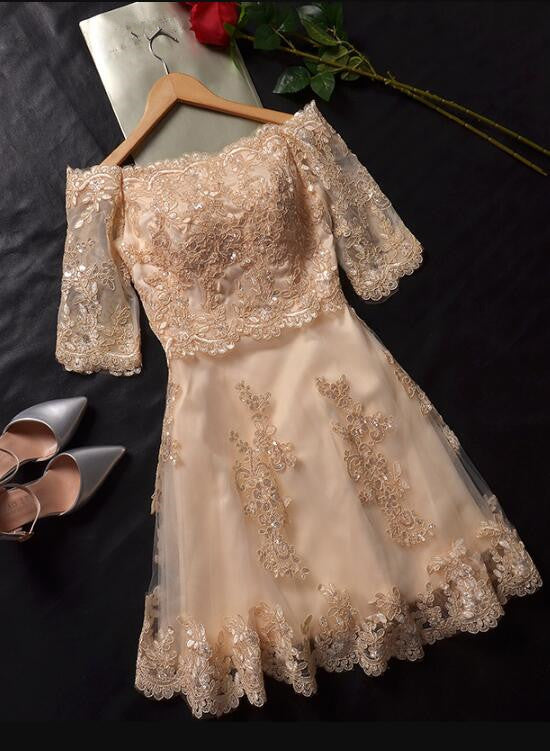 Cute Lace and Tulle Short Junior Prom Dress, Homecoming Dress