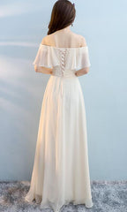 Beautiful Chiffon Light Champagne Long Bridesmaid Dress, Mismatch Bridesmaid Dress