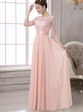 pink chiffon bridesmaid dress