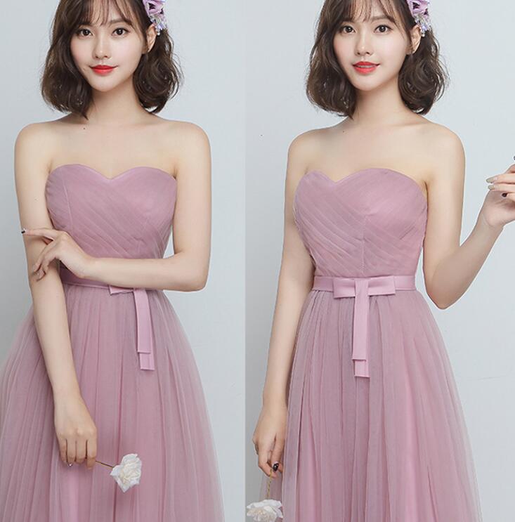 Beautiful Pink Sweetheart Tulle Long Party Dress, Bridesmaid Dress