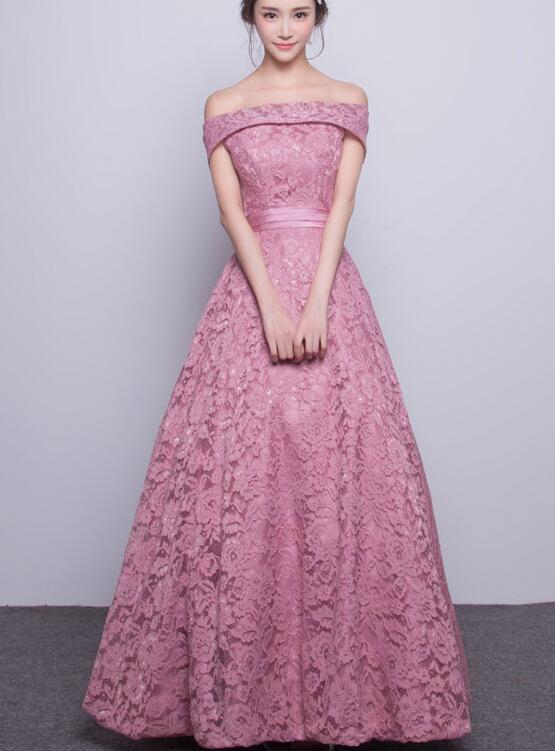 dark pink lace party dress