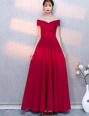 Charming Red Off Shoulder Sweetheart A-line Party Dress, Red Bridesmaid Dress