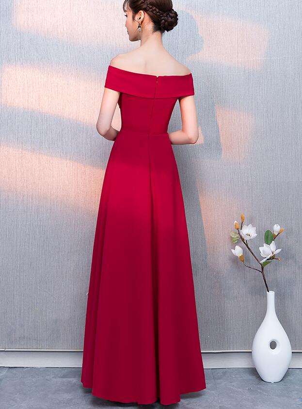 Charming Red Off Shoulder Sweetheart A-line Party Dress, Red Bridesmaid Dress