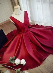 wine red short party dress 