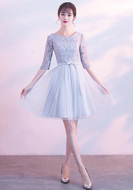 grey lace party dress