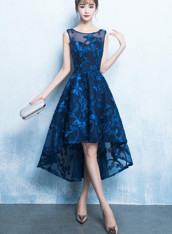 Beautiful Blue High Low Party Dress, New Fashionable Formal Dress