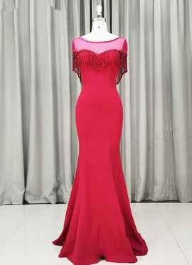 red mermaid handmade gown