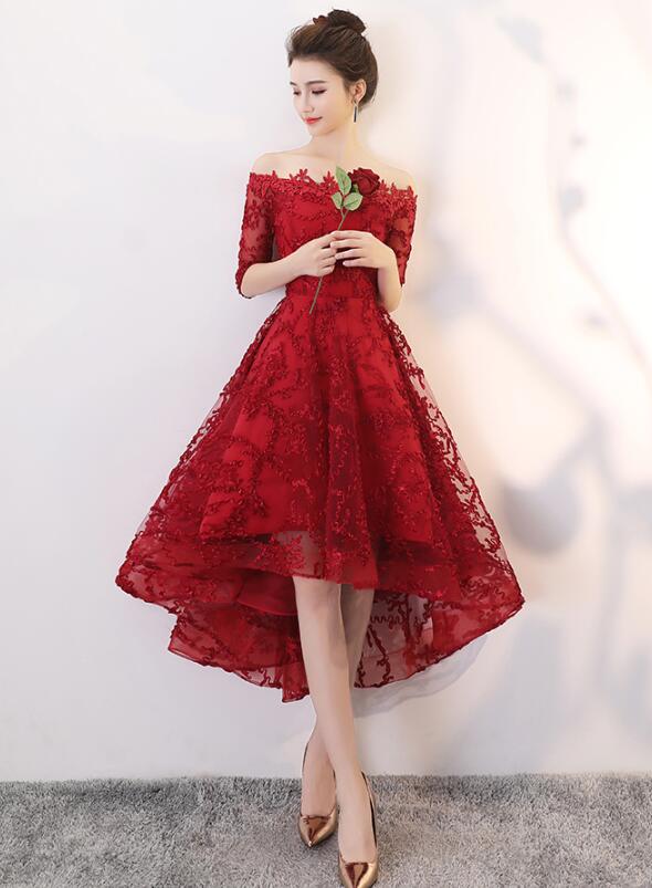 red lace birthday dress Spaghetti Straps Birthday Party Dresses Red Lace Prom Dresses fg4831