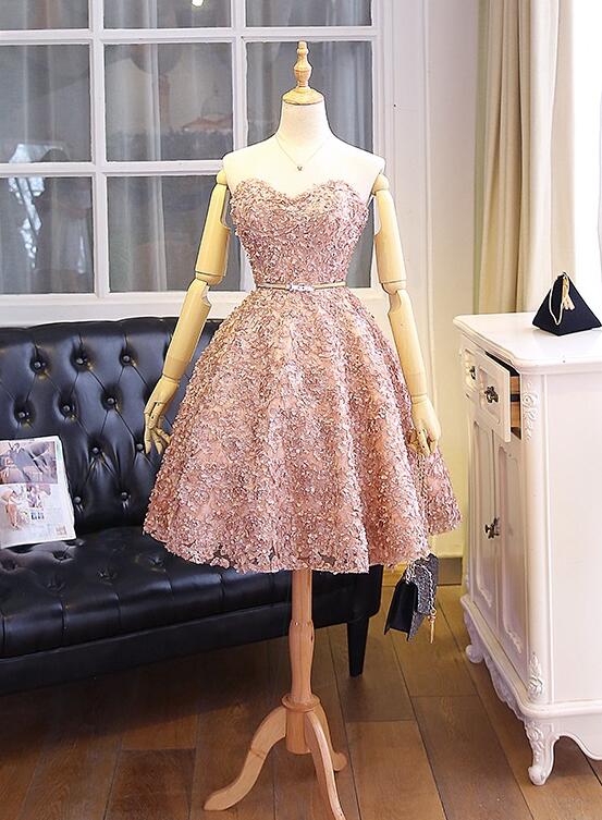 cute lace short prom dress