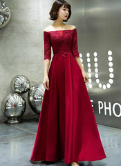 Beautiful Dark Red Off Shoulder Party Dress, New Style Prom Dress