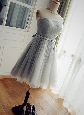 Lovely Grey Short Party Dress, Tulle A-line Homecoming Dress