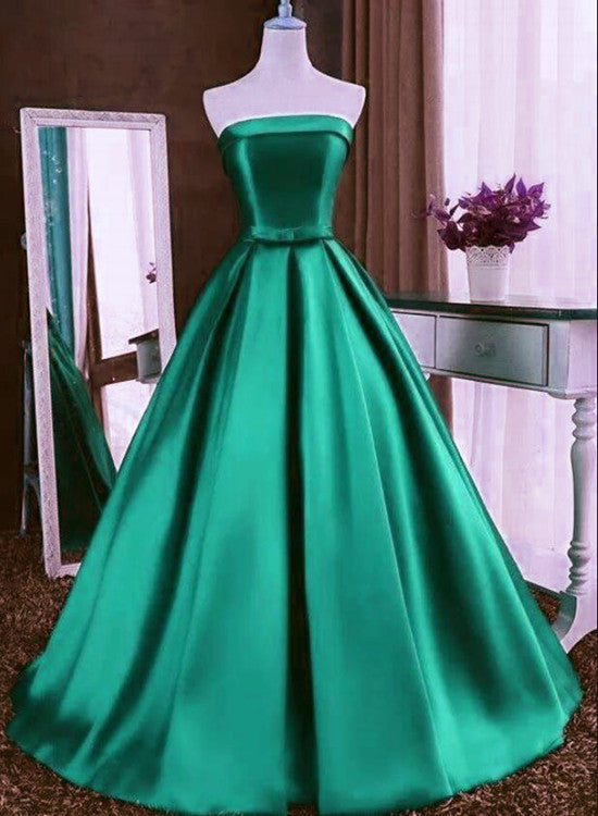 Charming Green Satin Sweet 16 Dress, Long Party Gown – Cutedressy