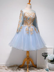 Lovely Light Blue Knee Length Party Dress, Short Prom Dress
