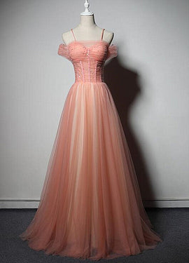 pearl pink tulle party dress