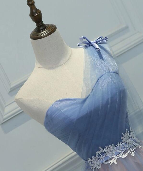 One Shoulder Tulle Sweetheart Party Dress, Short Blue Homecoming Dress Cutedressy One Shoulder Tulle Sweetheart Party Dress, Short Blue Homecoming Dress Cutedressy