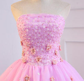 Pink Tulle Ball Gown Sweet 16 Party Dress, Pink Formal Dresses, Quinceanera Dress