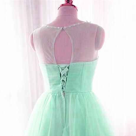 Mint Green Tulle Round Beaded Tulle Party Dress, Short Prom Dress Home Cutedressy Mint Green Tulle Round Beaded Tulle Party Dress, Short Prom Dress Home Cutedressy