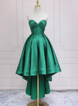 Green Satin Fashionable High Low Party Dress Homecoming Dress, Green Prom Dress Formal Dress