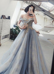 Off Shoulder Long Sweetheart Lace Applique Prom Dress Party Dress, Floor Length Evening Dresses