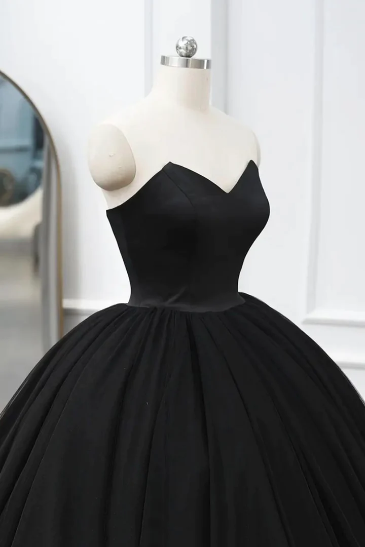 Black Sweetheart Ball Gown Long Formal Dress, Black Sweet 16 Dress Cutedressy Black Sweetheart Ball Gown Long Formal Dress, Black Sweet 16 Dress Cutedressy