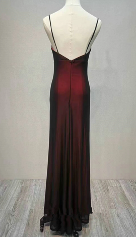 Black and Red Sweetheart Simple Straps Long Prom Dress, A-line Long Party Dress