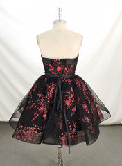 Cute Black Lace Floral Short Party Dress , Black Homecoming Dress