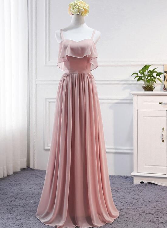 Pink Simple Chiffon A-line Bridesmaid Dress , Party Dress, Pink Party ...
