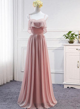 Pink Simple Chiffon A-line Bridesmaid Dress , Party Dress, Pink Party Dresses