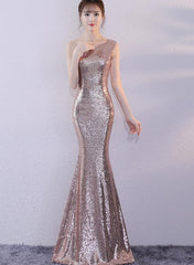 rose gold sequins mermaid party dress