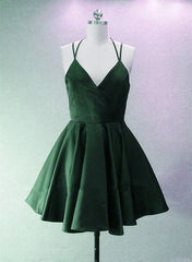 Green Halter Short Satin Long Party Dress, Green Homecoming Dresses , Cutedressy Green Halter Short Satin Long Party Dress, Green Homecoming Dresses , Cutedressy