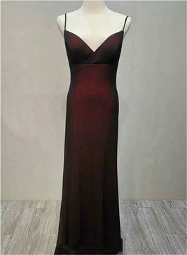 Black and Red Sweetheart Simple Straps Long Prom Dress, A-line Long Party Dress