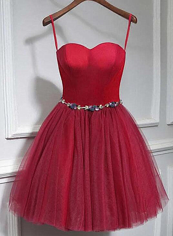 red tulle homecoming dress