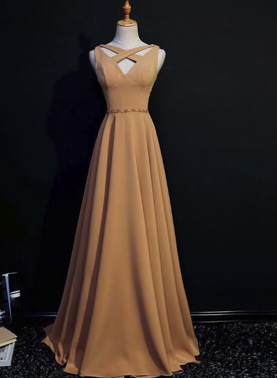 Unique Yellow A-line Floor Length V-neckline Long Party Gowns, Woman Formal Gowns, Pretty Occasion Dresses