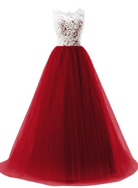Lace and Tulle Elegant Formal Gowns , Beautiful A-line Party Dress