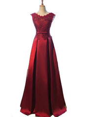 Dark Red Satin Floor Length Prom Dress, Beautiful Prom Dress, Red Formal Gown