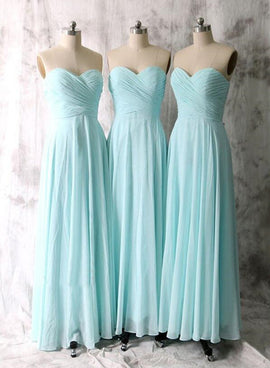 Simple Mint Blue Bridesmaid Dresses, Sweetheart Chiffon Bridesmaid Dresses, Prom Dresses