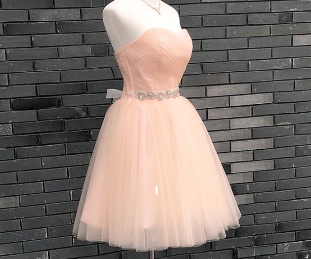 Lovely Handmade Pearl Pink Homecoming Dress Lace Up Short Prom Dress Cutedressy 3801