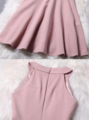 Lovely Pink Halter Chiffon Short Party Dress, Homecoming Dresses